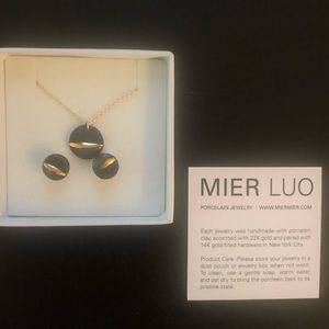 Black 22k Gold Porcelain Necklace & Earrings